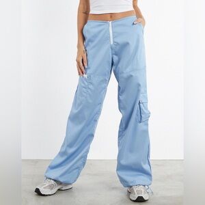 Motel Rock Low Rise Xander Cargo Trouser in Cotton Drill Blue